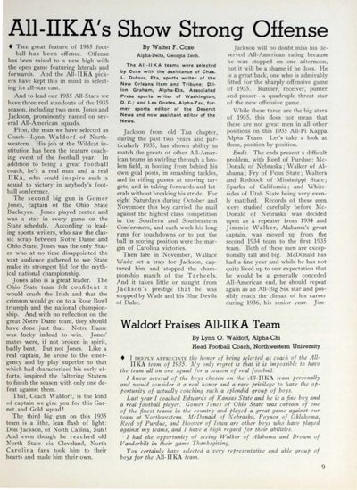 Waldorf Praises All-Pi Kappa Alpha Team